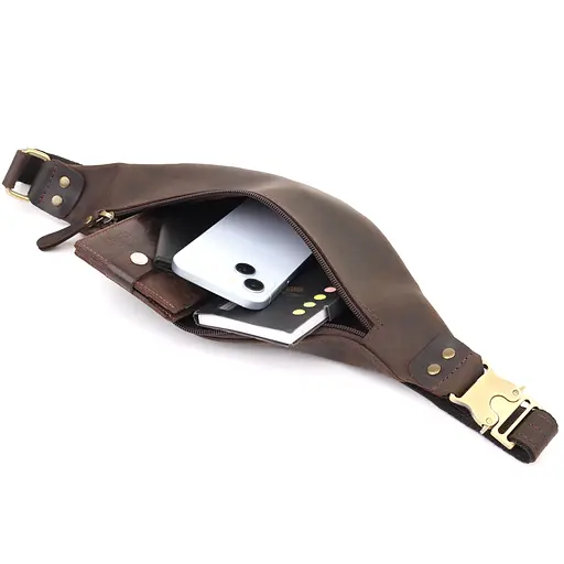 Чоловіча стильна бананка з натуральної vintage шкіри SHVIGEL 29х11х4,5 см sum0027449 - фото 17