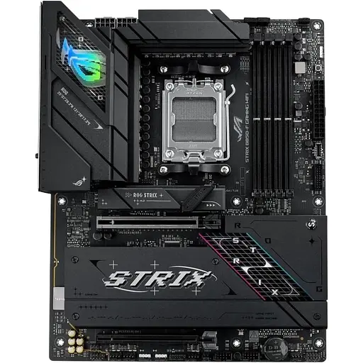 Материнська плата Asus AM5 Rog Strix B850-F Gaming WIFI, B850, 4xDDR5, Int. Video (CPU), 2xSATA3, 4xM.2, 1xPCI-E 5.0 x16, 1xPCI-E 4.0 x16, 2.5Gb, WiFi 7, Bluetooth 5.4, 10xUSB 3.2/6xUSB 2.0, HDMI/DP, ATX