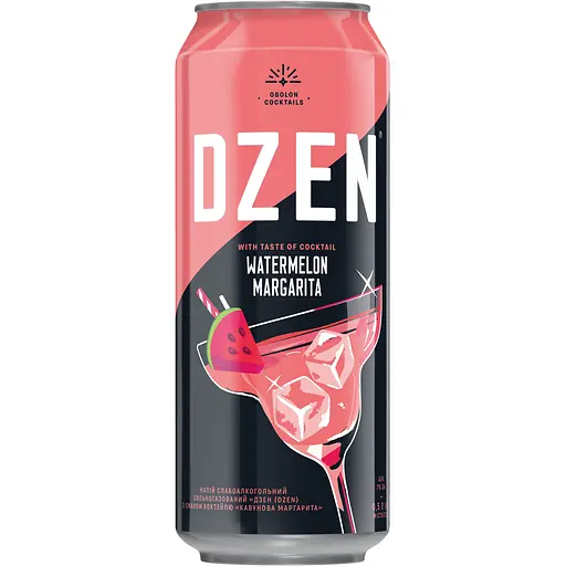 Слабоалкогольный напиток Dzen со вкусом коктейля Арбузная Маргарита 7% 0.5 л з/б