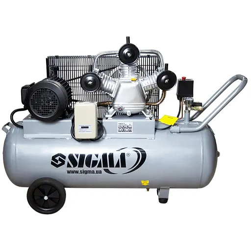 Компрессор ременный трехцилиндровый Sigma 380 В 3 кВт 610 л/мин 10 бар (7044711) - фото 1
