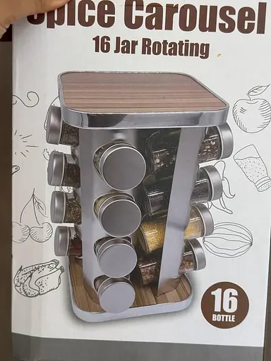 Органайзер набір для спецій на підставці, що обертається, Edenberg EB-18004 16 ємностей для зберігання спецій Сірий - фото 10