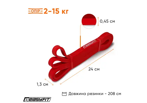 Гумова петля EasyFit 2-15 кг червона (EF-2654-2) - фото 8