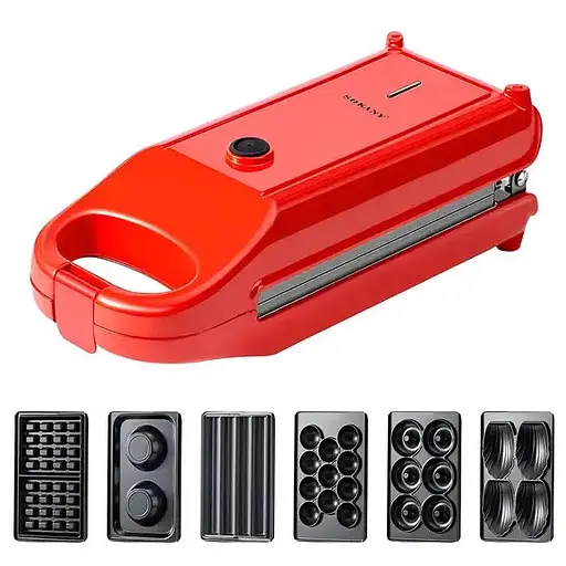 Мультимейкер 6в1 Sokany SK-BBQ-836 двосторонній пекар з антипригарним покриттям 700Вт Червоний - фото 2