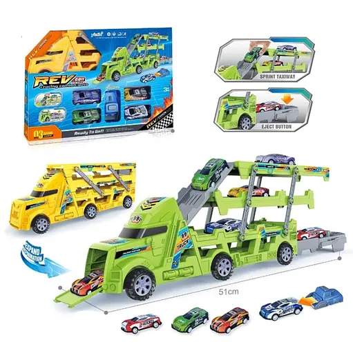 Іграшкова фура-трансформер + 6 машинок автотрек для дітей - фото 1