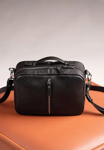 Жіноча шкіряна сумка Avenue чорна флотар - фото 3