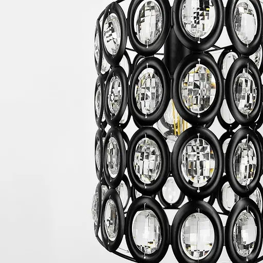 Черный подвесной светильник с прозрачными камнями Ø 21х25 см | Ст. 11873/1 | Line F - фото 3