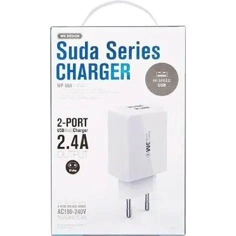 Зарядное устройство WK WP-U60 Suda 2.4A 2USB 220V EU White - фото 3