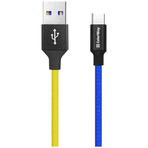 Кабель ColorWay USB - Type-C National 2.4А 1м Blue Yellow