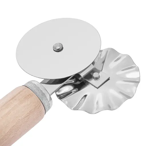 Багатофункціональний з'єднувальний ніж 2 в 1 для піци та тіста з роликом та дерев'яною ручкою 15.5 см, Kitchette 85667 - фото 10