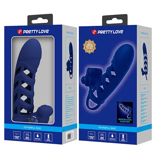 Насадка на пеніс Pretty Love Powerful ring, 18.8 см (синій) - фото 9