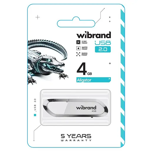 Флеш-накопитель Wibrand USB 2.0 Aligator 4Gb белый - фото 2