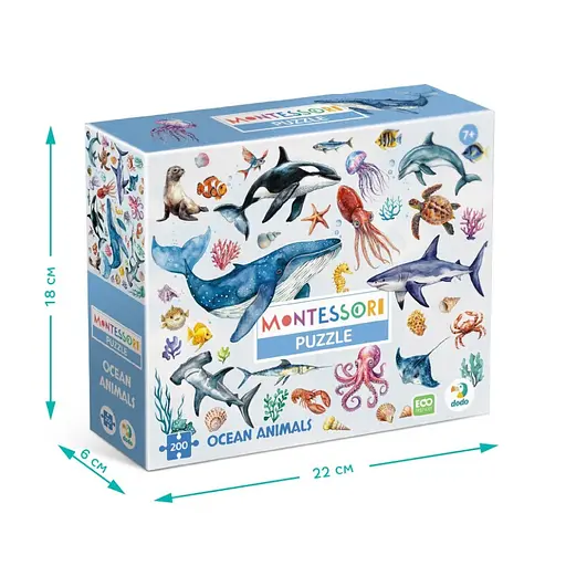 Дитячий пазл Монтессорі "Океанічні тварини" DoDo Toys 300630, 200 елементів - фото 5