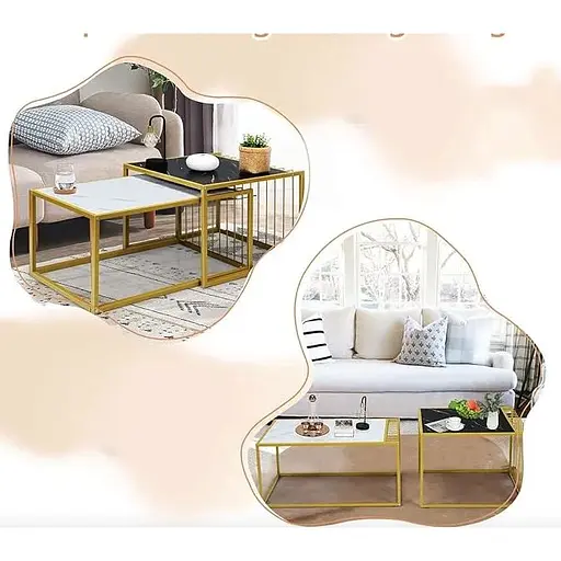 Комплект журнальных столов Costway Scorpion из искусственного мрамора - фото 4