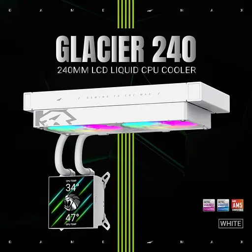 СВО GameMax Glacier 240 LCD White (GLACIER 240 LCD WH) - фото 14