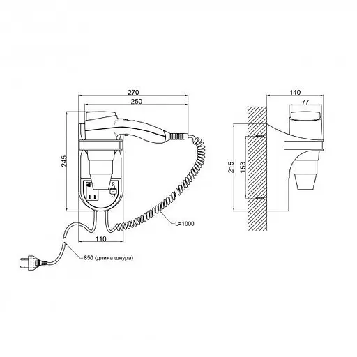 Настінний фен Lidz 130.01.90 1300W (WHI) - фото 5