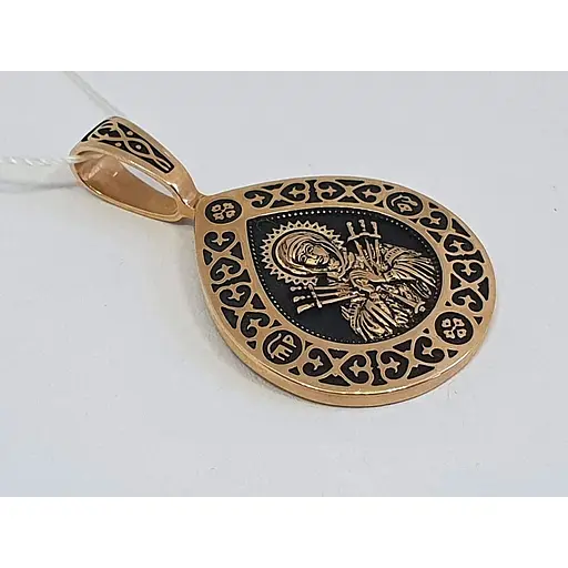 Золотая подвеска-икона Золотой век Богородицы "Умягчение злых сердец"". 31400-3/01/4 - фото 3