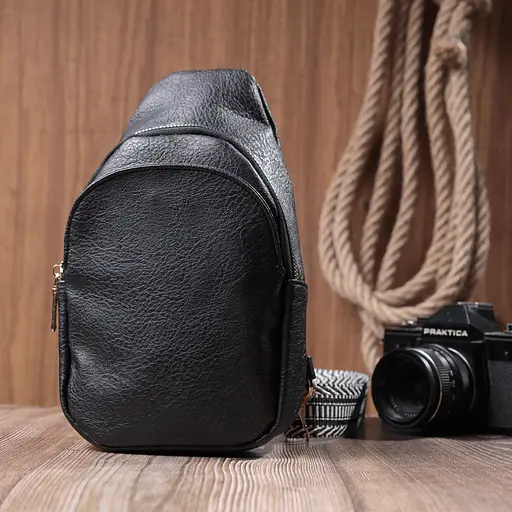 Женская сумка через плечо Vintage из экокожи с акцентом на текстильную лямку 15х25х5 см sum0026956 - фото 9