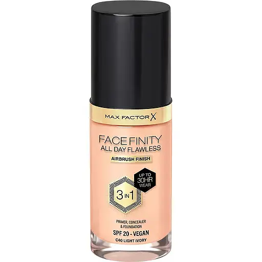 Тональная основа Max Factor Facefinity All Day Flawless 3 in 1 New тон С40 (Light Ivory) 30 мл - фото 1
