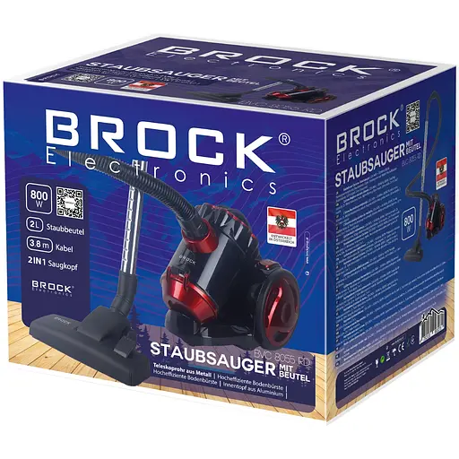 Пылесос Brock BVC 8055 RD контейнерный 800 Вт 2 л фильтр НЕРА черно-красный - фото 2