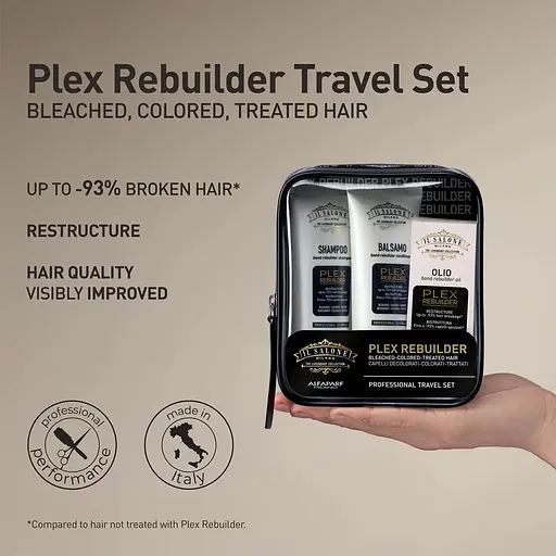 Набор для путешествий Il Salone Plex: Шампунь 75 мл + Кондиционер 75 мл + Масло для волос 18 мл + Косметичка - фото 3