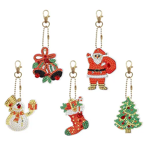 Набір брелків алмазна викладка "Новорічні" ColorArt BR25, 5 шт, з інструментами - фото 1