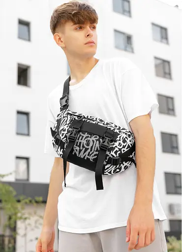 Большая мужская сумка бананка Sambag DynamicDart принт "Graphity" 38 × 21 × 7 см (80411715m) - фото 1