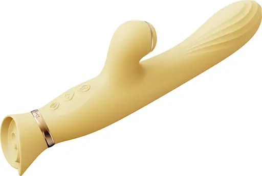 Вібратор-кролик Zalo Rose Rabbit Thruster 25 см (жовтий) - фото 6