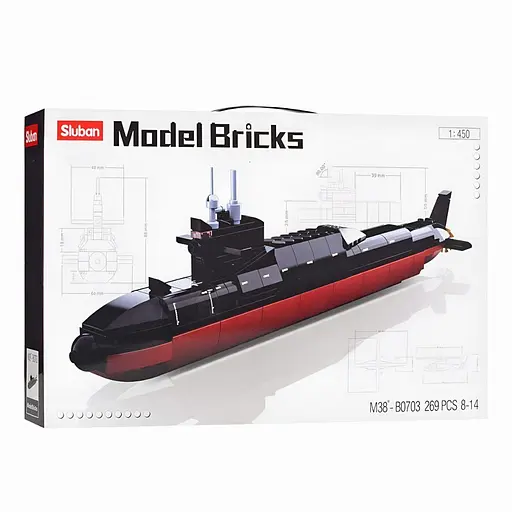 Конструктор Sluban M38-B0703 Підводний човен 1:450, 269 деталей, довжина моделі 35 см, різнокольоровий - фото 2