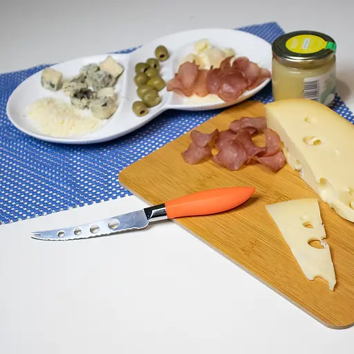 Нож для сыра с пластиковой ручкой L 21.5 см лезвие 11 см, Kitchen Master Оранжевый 86150 - фото 3