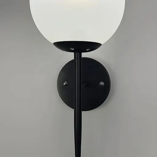 Бра у чорному лаконічному корпусі із білим плафоном 38х14 см Арт. B91080/1 BK Line F - фото 3