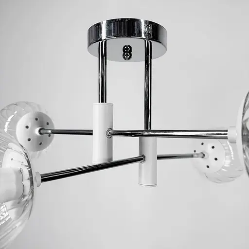 Люстра хромированная с белой фурнитурой на 4 белых плафона Ø 60 см | Ст. 51797/4 CH+WT+CL | Line F - фото 3