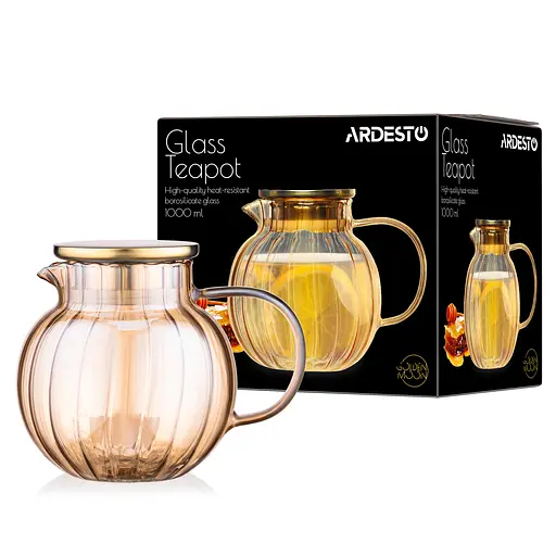 Заварник Ardesto Golden Moon 1 л боросилікатне скло бамбук золотистий - фото 5