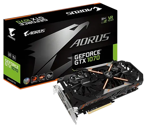 Видеокарта GeForce GTX 1070 8GB Gigabyte Aorus (GV-N1070AORUS-8GD) Б/У - фото 1