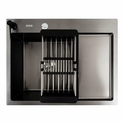 Кухонна мийка CM 65x50 L PVD чорна Platinum Handmade (круглий сифон 3.0/0.8), Чорний - фото 3