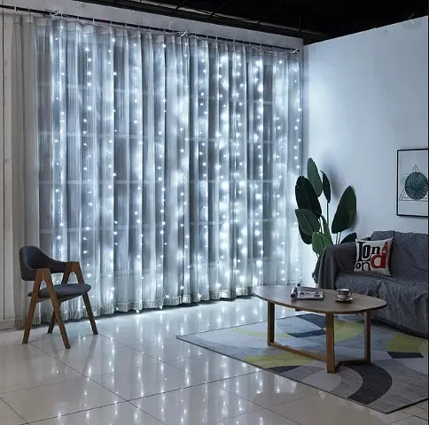 Гірлянда штора Водоспад 3х2 м 400 LED (прозорий шнур з перехідником) Біле світло - фото 4
