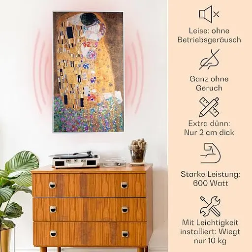 Инфракрасный обогреватель Klarstein Wonderwall Air Art Kiss 600 Вт (10034238) - фото 5