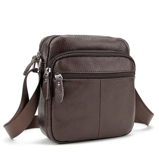 Шкіряний компактний чоловічий месенджер коричневий Tiding Bag M56-0080C
