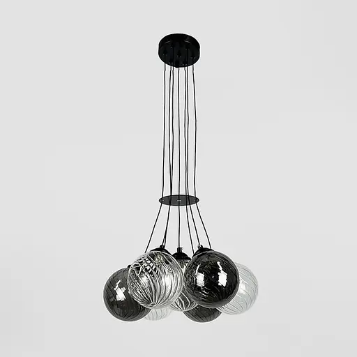 Люстра-пучок на 7 плафонів графіт+прозорий Ø 36 см | Line F | Арт. 1034/7 BK - фото 4