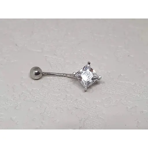 Серебряная серьга для пирсинга пупка с фианитами. 818-2104Р - фото 2