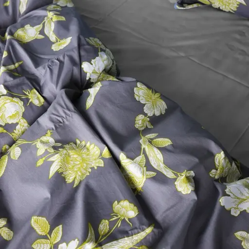 Простирадло MirSon Сатин 22-1387 Gray Flowers 150х220 см (2200010473087) - фото 4