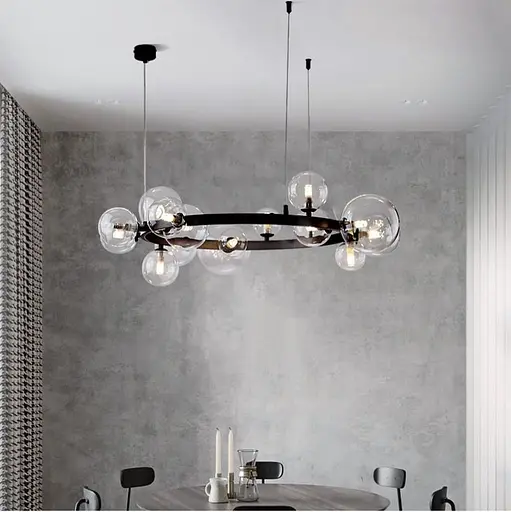 Світильник з 15 прозорими плафонами-кулями різного діаметру | Арт. AT 32/15 BK | Line F - фото 1