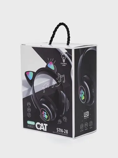 Беспроводные Bluetooth наушники кошачьи ушки CAT STN-28 с микрофоном и LED RGB подсветкой черные - фото 7