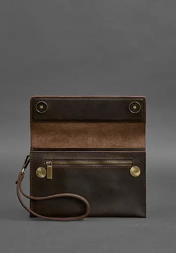Шкіряний чоловічий клатч-барсетка 3.0 темно-коричневий Crazy Horse - фото 6