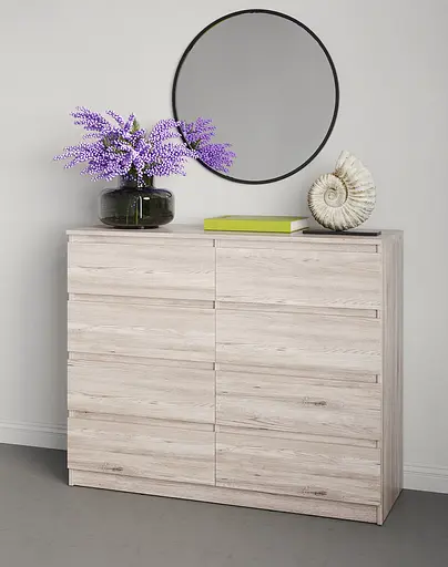 Комод в спальню MebelStar Нео 8Ш 120x43x98 см Аляска серый (MBS-1099)