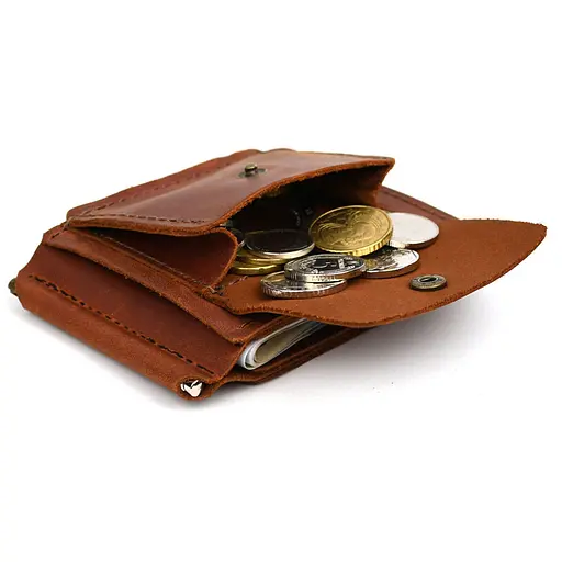 Зажим с монеткой кожаный коньячный Tarwa 11.5х8х1 см acs0032185 - фото 2