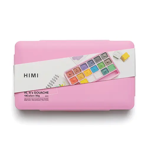 Набор гуашевых красок Jelly Cup 18×30 мл розовый пластиковый пенал HIMI - фото 1