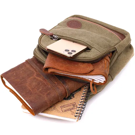 Чоловіча практична сумка через плече з ущільненою спинкою Vintage 19,5х29х8 см sum0028962 - фото 8