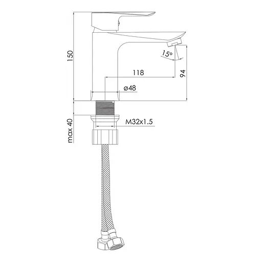 Змішувач для умивальника Imprese Vaclav 35 мм black matt f03506410AA Чорний матовий - фото 2