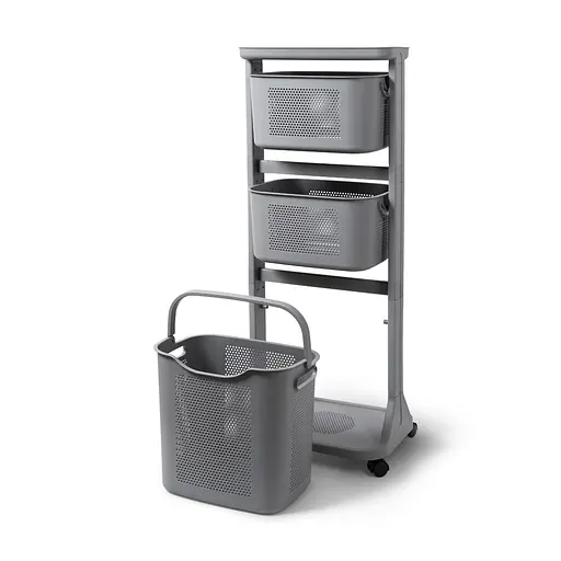 Уценка. Этажерка трехярусная с корзинами на колесах MVM, серая (FH-21 GRAY) - фото 4