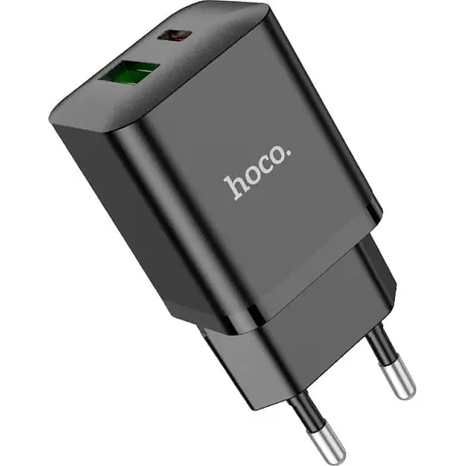 Мережевий зарядний пристрій Hoco N28 Founder 20W USB-C + USB Black (93092) - фото 3